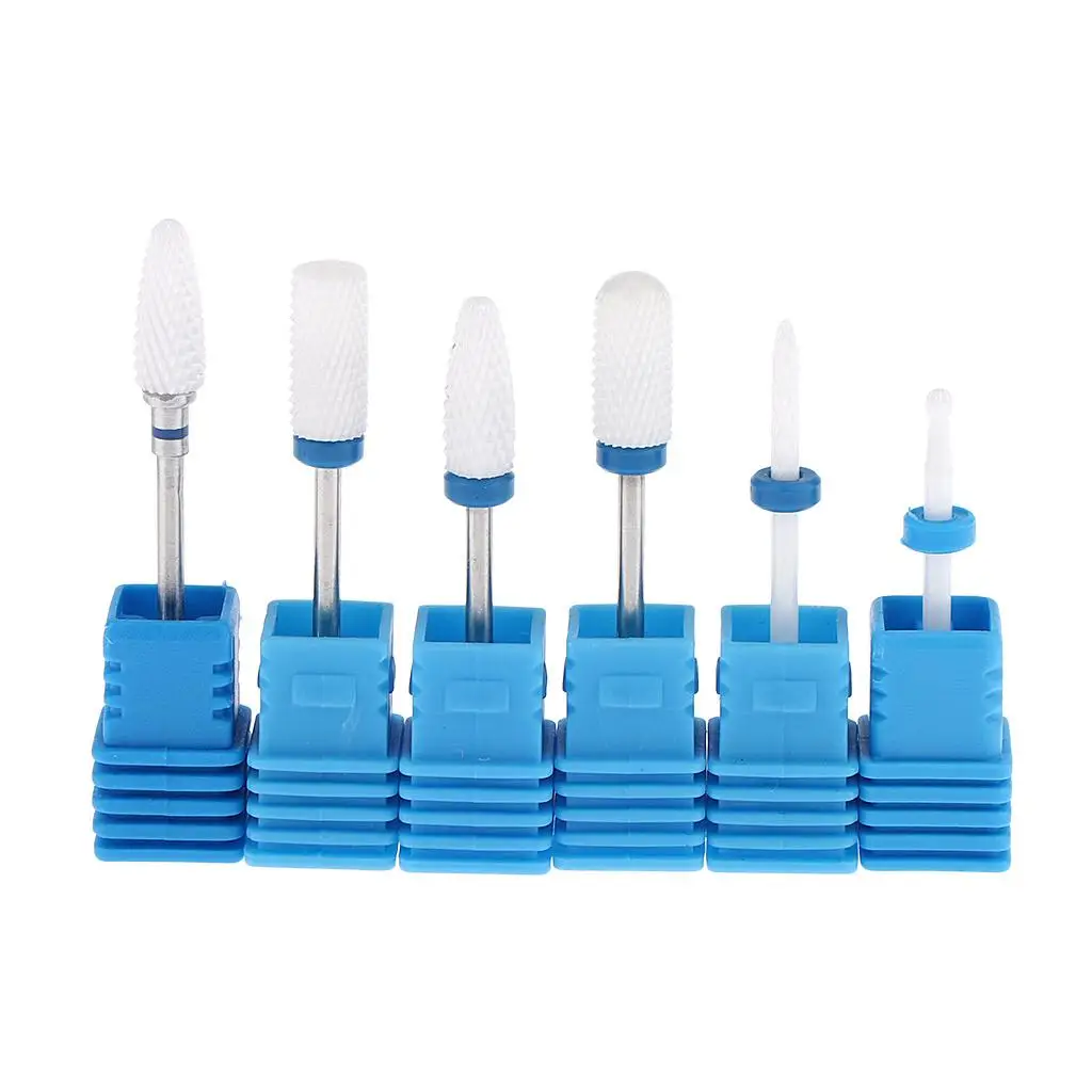 6 Pieces Professional Ceramic Nail Set Nail Polishing Head-Blue