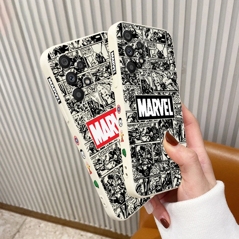 Marvel Avengers Logo Art Liquid Left Rope For Samsung Note 20 10 A54 A31 A14 A03 A22 A34 A04 A24 Ultra Plus 5G Phone Case