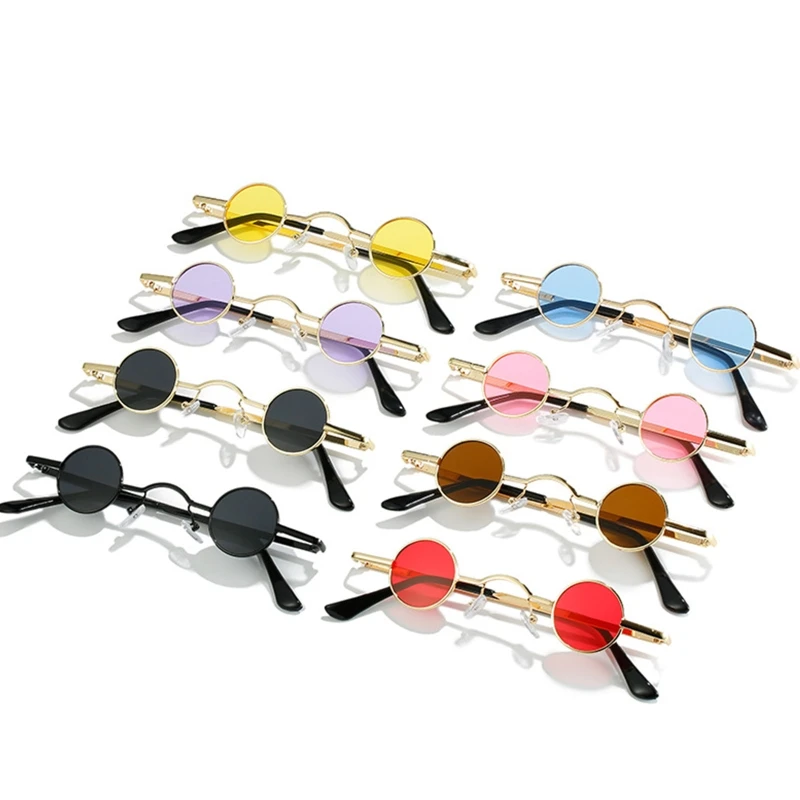 Vintage Sunglasses Colored Lens Small Frame for Women Girlfriend Taking Photo Props Fashion Decoration