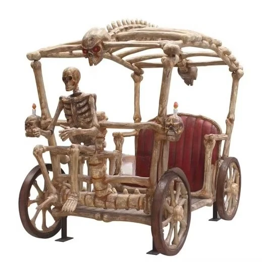 Giant Halloween Ornaments Scary Skeleton Wagon Pumpkin Ghost Reality Resin Crafts Fiberglass Sculpture Halloween