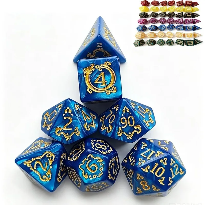 7Pcs Dragon Pattern Polyhedral DND Dice Set For D&D TRPG Role Playing Board Game Entertainment Gift Accessories