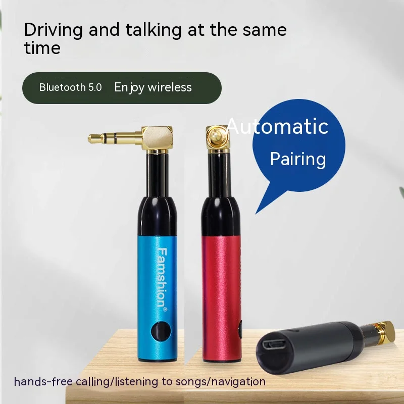 Car Bluetooth Receiver Hands-Free AUX Bluetooth Stick 5.0 Audio Box Headset Car Adaptor 3.5 Right Angle Elbow