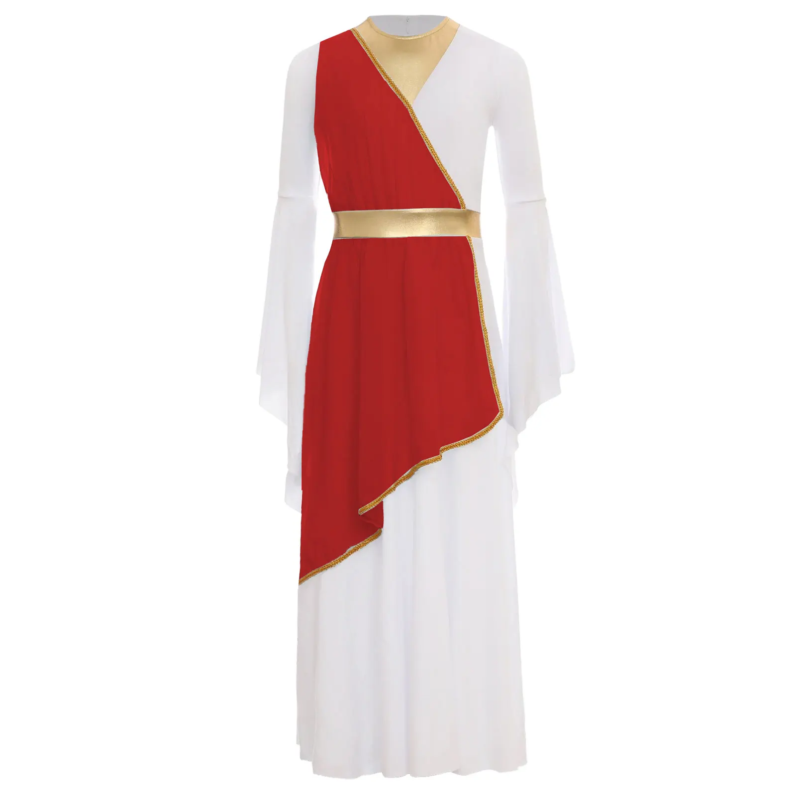 

Girls Ancient Greek Princess Dress Up Costume Long Sleeve Tunic Maxi Dress Carnival Party Worship Praise Church Halloween Robe