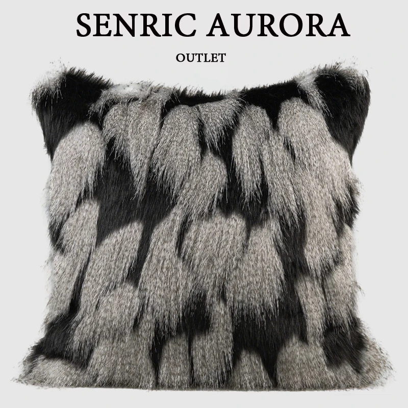 

Luxury Cushion Cover 50x50cm Black And White Gray Imitation Pheasant Feather Square Pillow Case For Home Hotel Bed Sofa