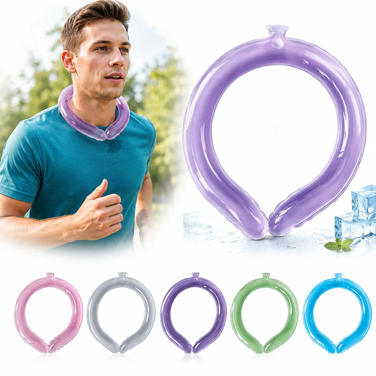 Instant Neck Cooling Ring Reusable 150g Ice Collar No Drip Hands Free Summer Wrap for Sports Travel Patio Outdoor Daily Work