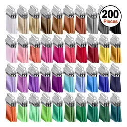 200 Pieces Keychain Tassels Leather Keychain Tassel Pendants Bulk Keychain Fringe Tassels for DIY Key Rings Craft Supplies