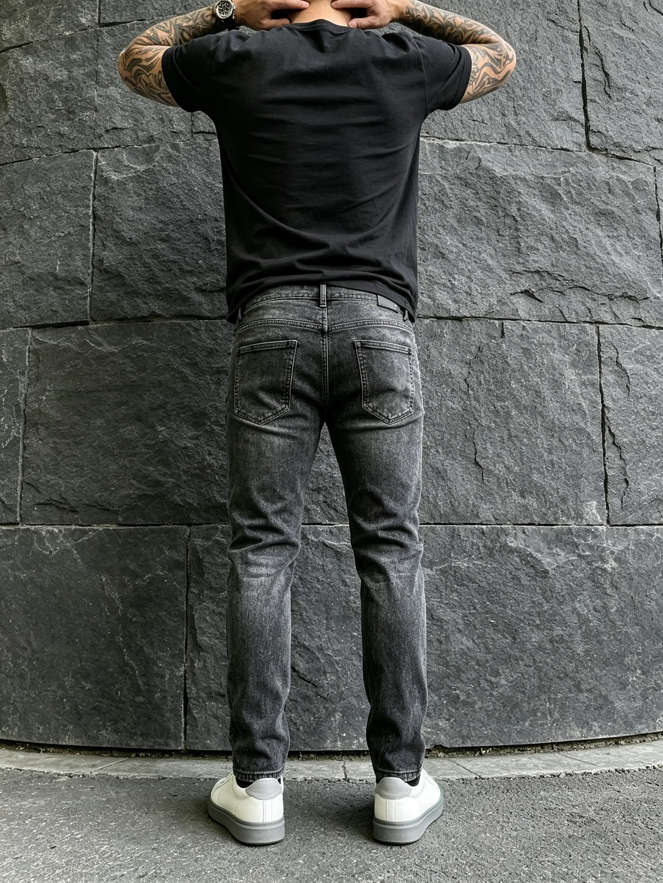 Frayed Ankle Hem Y2K Trendy American Street Baggy Hip Hop Denim Jeans Artificial Vintage Worn Craft Daily Streetwear, Wonderful