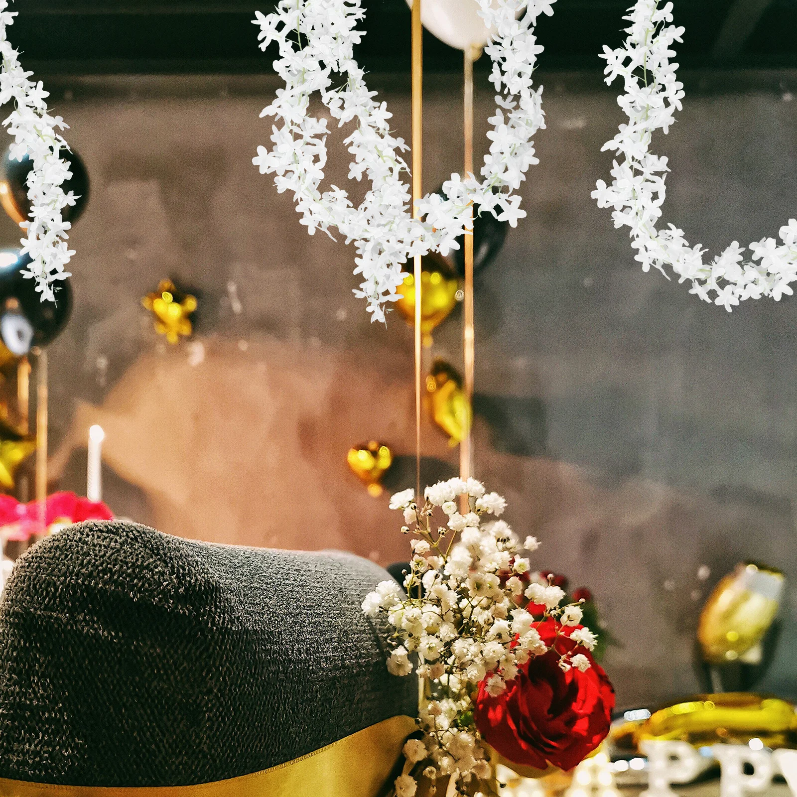 

5Pcs Silk Cloth Plastic Lilac Vines Ideal for Bedrooms Living Rooms Event Decorations Fake Flower and Vines