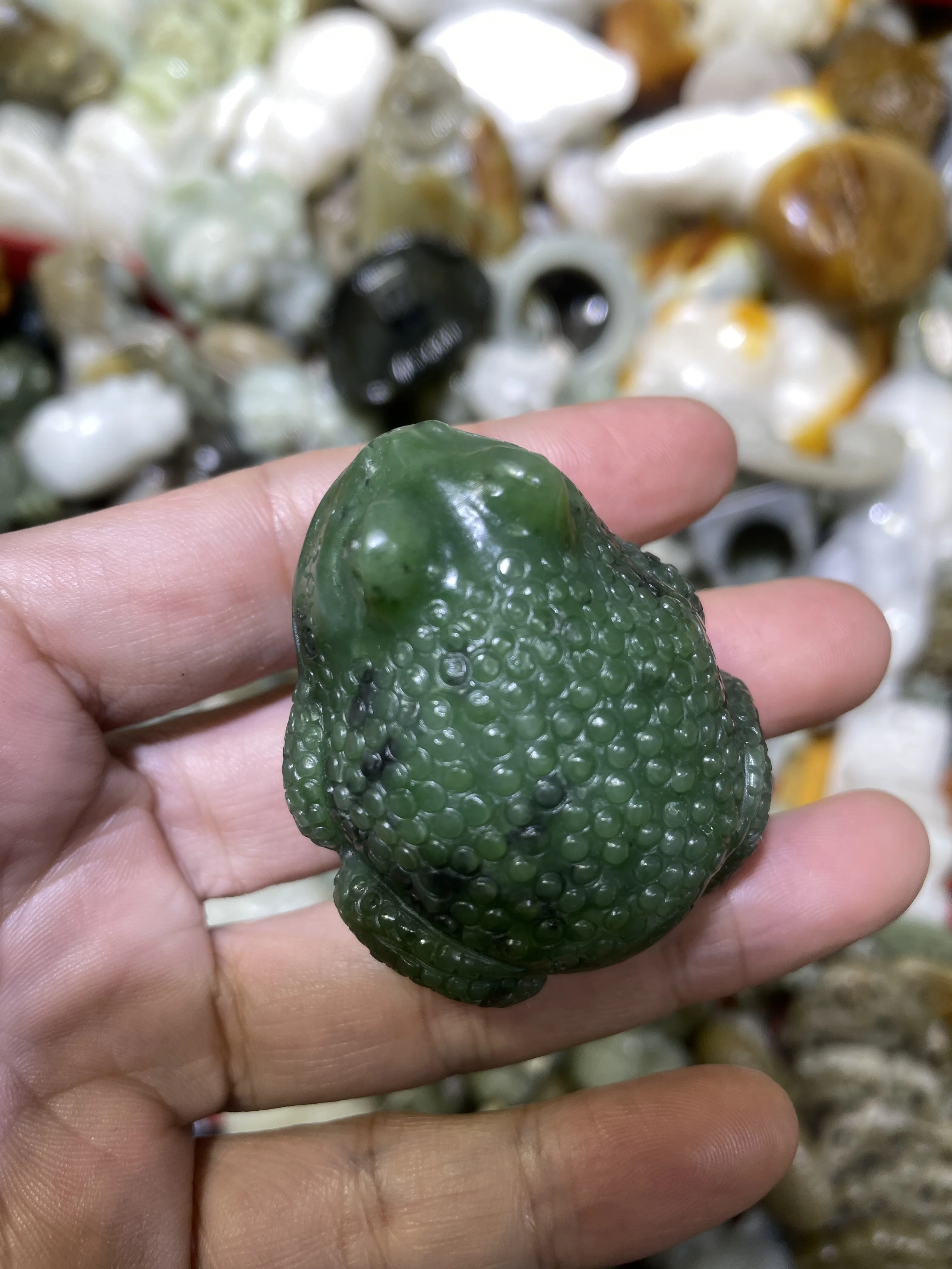 

Большой сокровище, китайский винтажный Хэтянь, старый зеленый нефрит, денежная жаба с монетами, тотемная статуя, резьба, амулет, Таймстаун