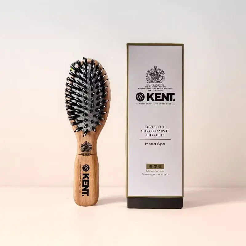 Wooden Hair Brush 165×50mm Bristle Grooming KENT Air Cushion Comb Anti‑Static Scalp Massage Travel Hairbrush for Women