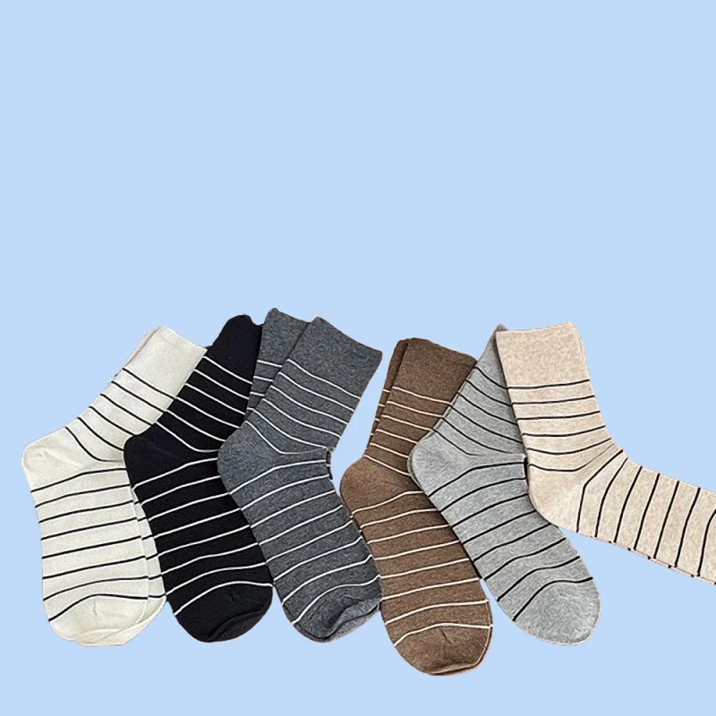 Chaussettes mi-tube rayées pour femmes, pur coton, étudiant, simple, polyvalent, tube ChimLong empilé, nouvelle mode, 3/6 paires, 2024