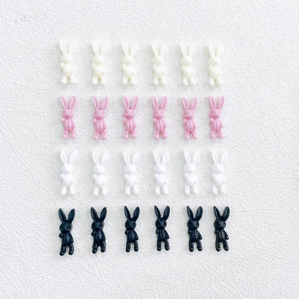 60PCS Cool 3D Acrylic Nail Art Decoration Rabbits Charms Kawaii Accessories Nail Supplies For Professionals Manicure Decor Parts