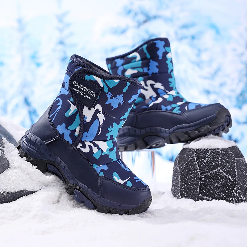 Zapatos de felpa para niños, botas de nieve con suela de goma, impermeables, antideslizantes, cálidas, para exteriores, color rosa, invierno, 2024