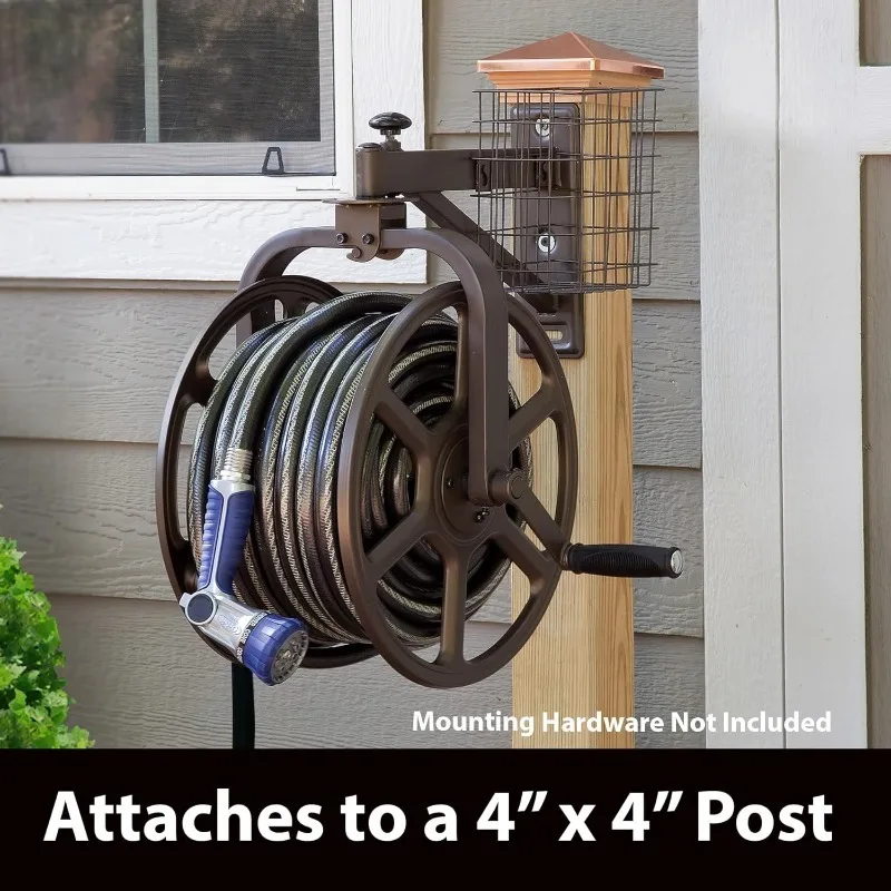 

712 Single Arm Navigator Multi-Directional Garden Hose Reel, Holds 125-Feet of, 5/8-Inch, Bronze