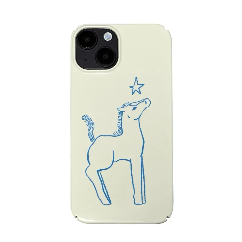 

Fruit Green Blue Crayon Graffiti Horse Phone Case for IPHONE 17 Air 16E 15 PROMAX 14 16Plus 13 12 MINI 11 XR Acrylic Phone Cover