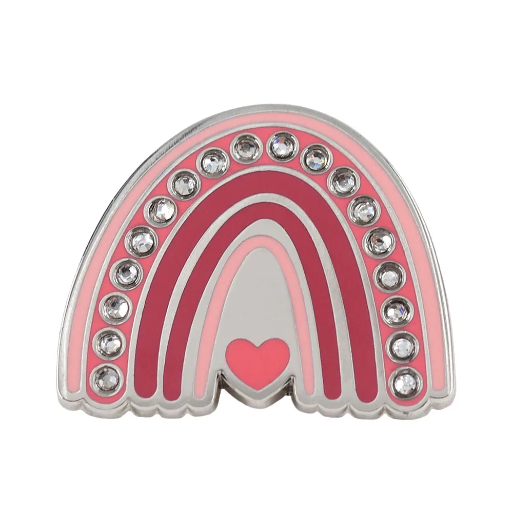 Pink Gradient Rainbow Brooch LGBTQ Love Studded Diamond Metal Badge Diversity and Inclusion Theme Enamel Pin Backpack Decoration
