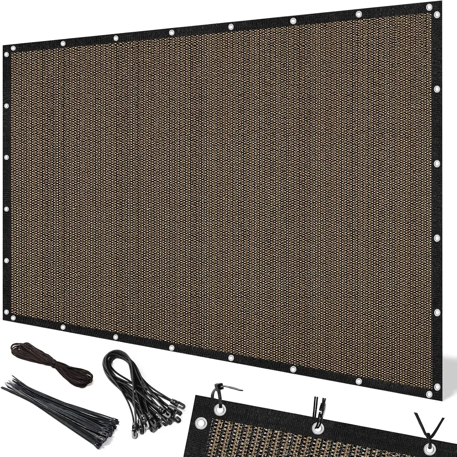 90% Sun Shade Cloth, 12x16 FT Pergola Cover with Grommets, Mocha