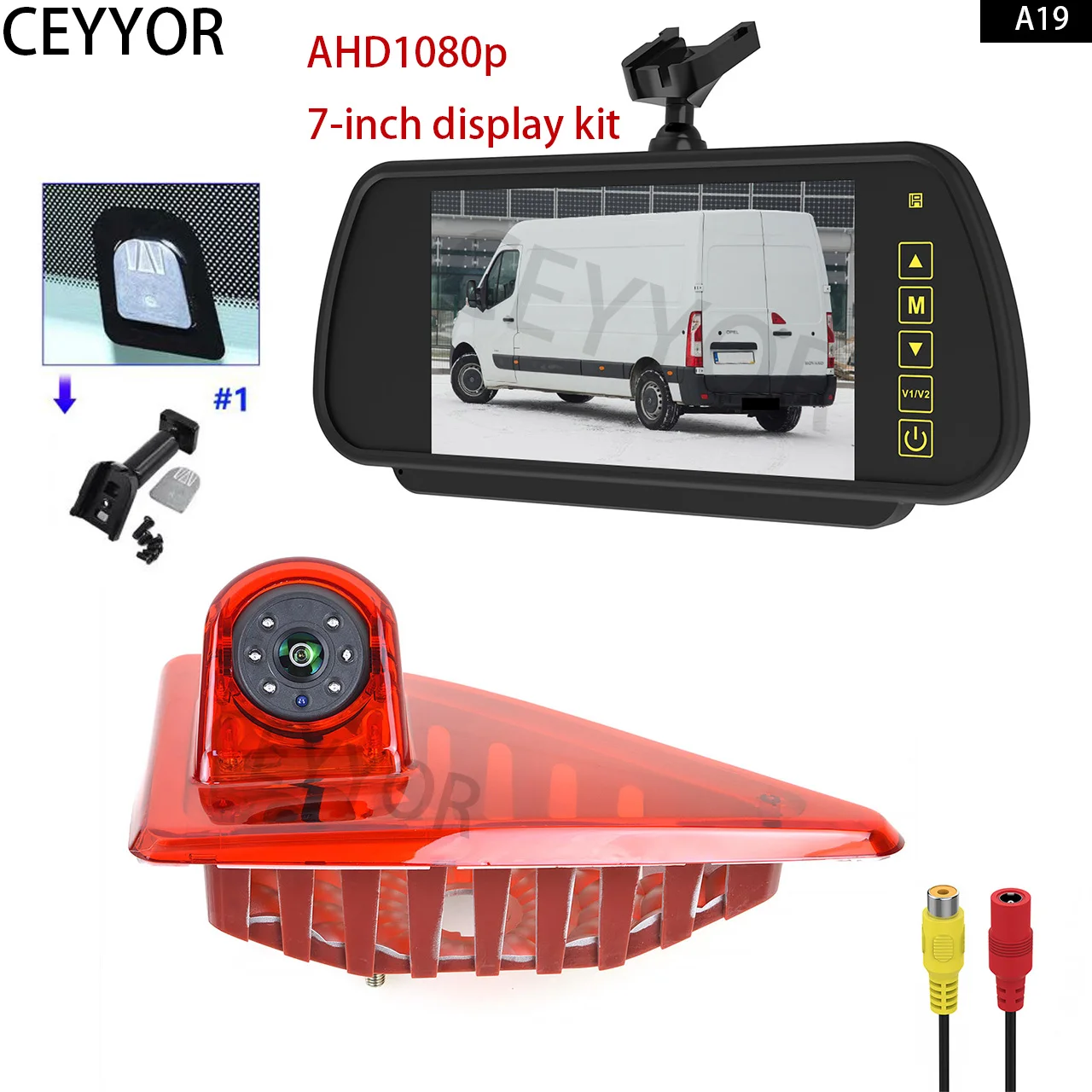 

AHD 1080p Rearview camera, brake lights, reversing camera, 7-inch display kit, for Renault Master, Opel Monardo, Nissan NV40