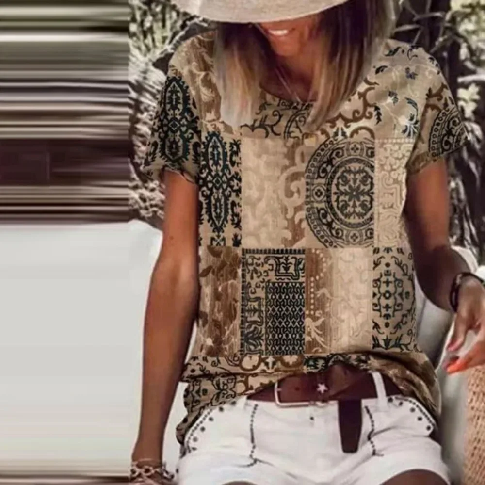 Women 2026 New 3D Printed Short Sleeve T-Shirt Summer Casual Daily Streetwear Chic Minimalist Versatile Top New