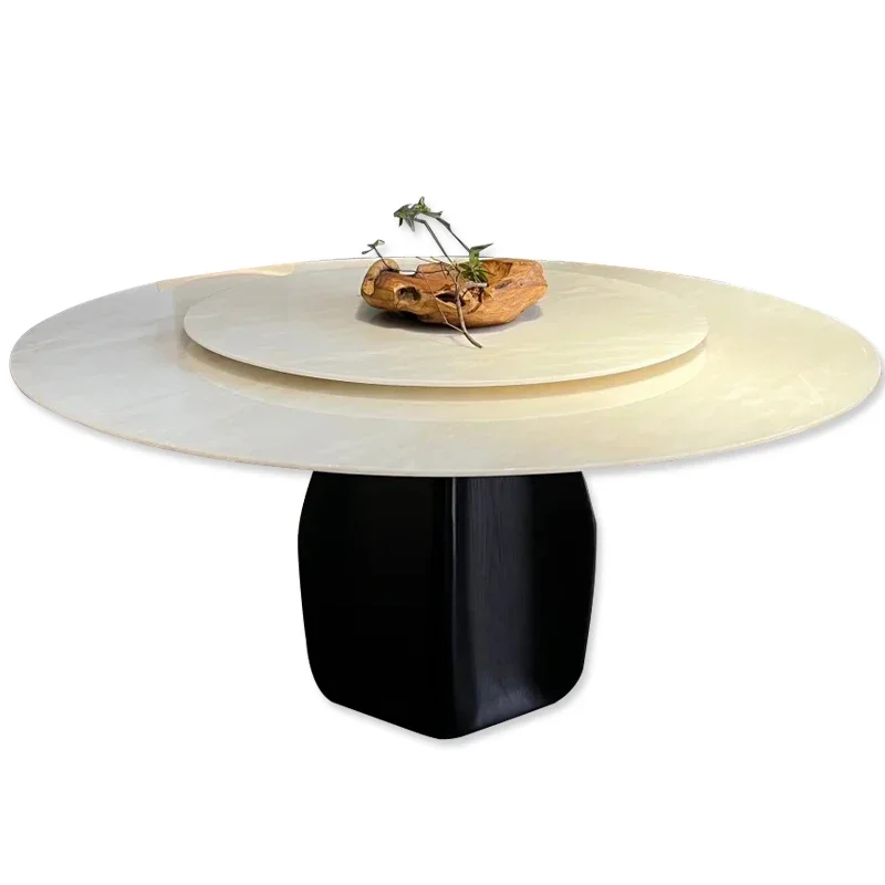 

54Cary ice jade luxury stone round dining table Italian light luxury high-end round dining table natural marble