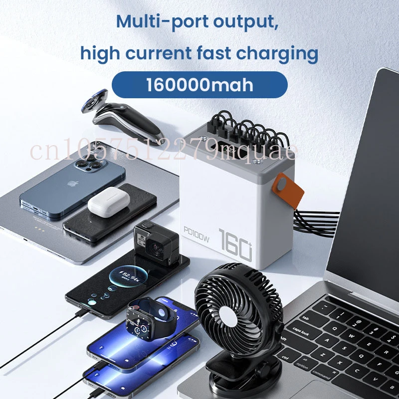 160000mAh Power Bank Fast Charging PD100W Power Station for Notebook Laptop Triple Type C Eight USB Big Capacity Power Banks