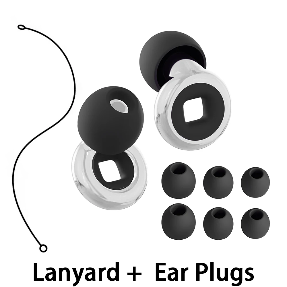 Soft Silicone Ear Plugs Waterproof Noise Reduction Reusable Earbuds with Silicone Lanyard for Sleeping Swimming And Travel