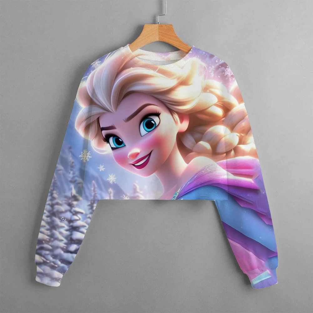 Disney Hoodie Printed Princess Elsa Children Adult Long Sleeve Cotton Fall/Winter Plus Fleece Thickened Hooded Sweatshirt