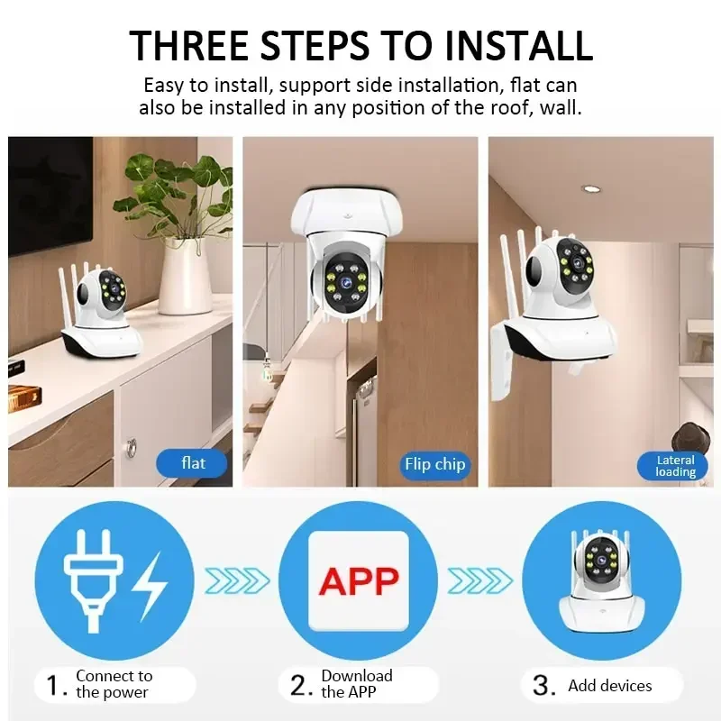Caméra de sécurité domestique sans fil - Vision nocturne Audio bidirectionnel CCTV Babyphone IP HD 2MP 3MP Utilisation intérieure