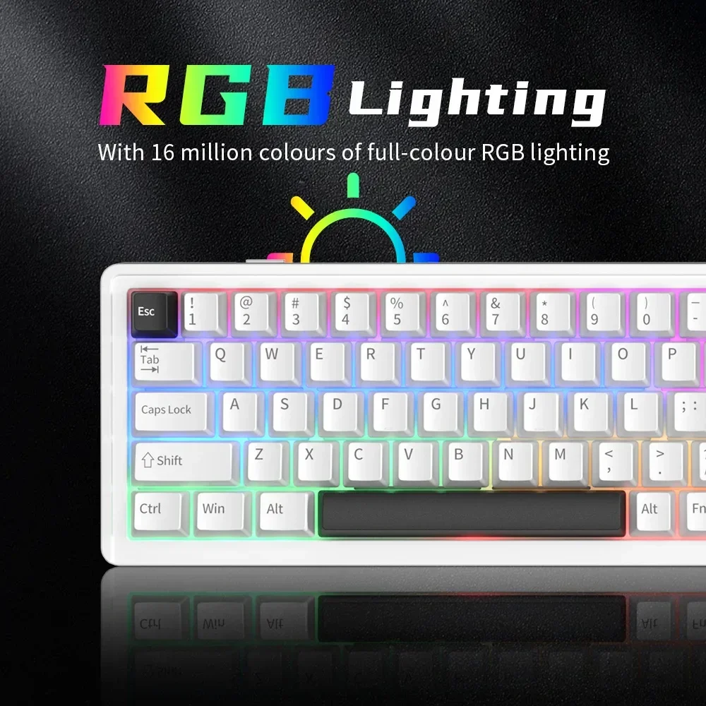 FURYCUBE E68 Mechanical Keyboard 3-Mode Wireless Bluetooth RGB Hot-swap Gasket Customized CNC Aluminum Lump PC Game Accessories