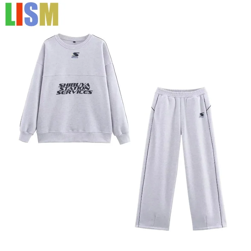

LISM winter woman outfit tracksuit New in matching sets Sweatirt with Printed Casual Pants Two-Piece Set Women sets