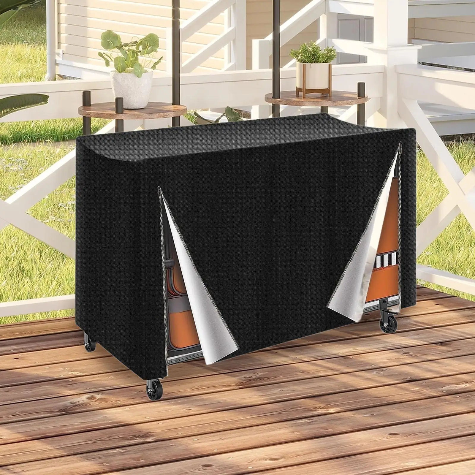 Folding Chair Rack Dust Cover Waterproof Oxford Cloth with Zipper Anti-rain Protection for Home Garden Cart