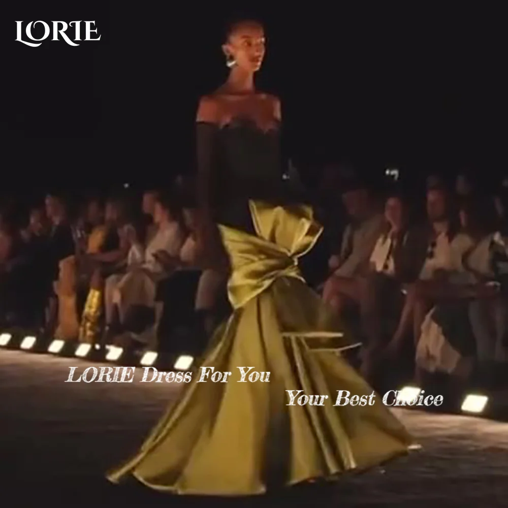 LORIE Shiny Satin Mermaid Evening Dress Bow Lace Sweetheart Princess Prom Dress Sexy Shiny Corset Bobycon Party Gown Customized