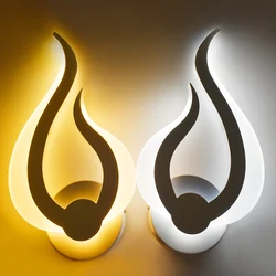 Creative Flame LED Modern Wall Lamp 12W AC85-265V Acrylic Touch Bedside Lamp for Indoor Corridor Bedroom Lighting