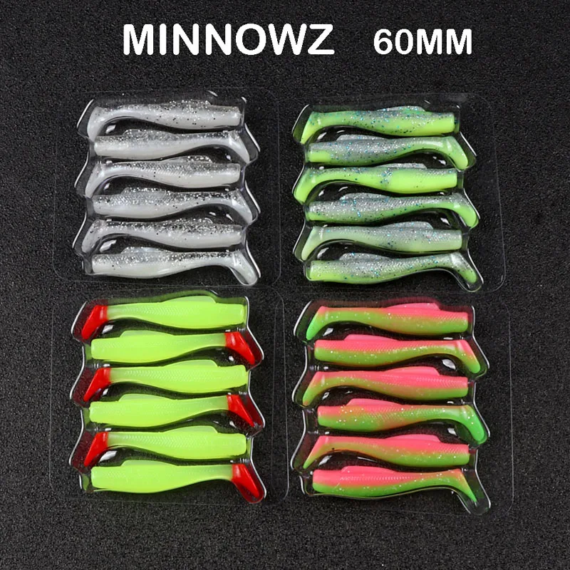 6pcs/ Lure Soft Bait 6cm 2.3g With Paddle Tail Multi-Purpose Stretchable High-Elasticity Soft Worm Swimbait Fishing Lures