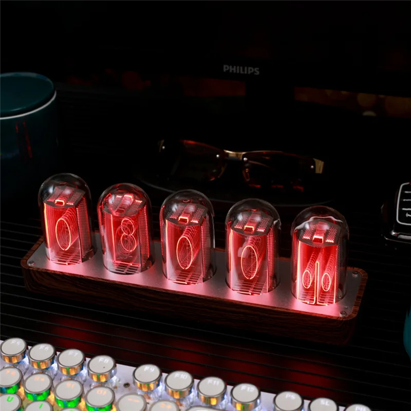 

Nixie Tube Clock With Wi-Fi SYNC 12/24H Display Retro Alarm Clock Tube Clock Desktop Home Decoration Gift-Y41A