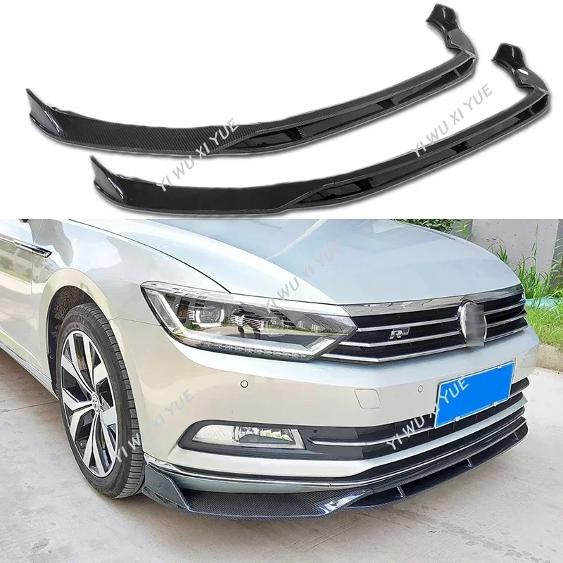 

For VW Passat B8 2017 2018 2019 Car Front Bumper Lip Spoiler Splitter Body Kit Guard Cover Front Lip Chin Glossy Black Tuning