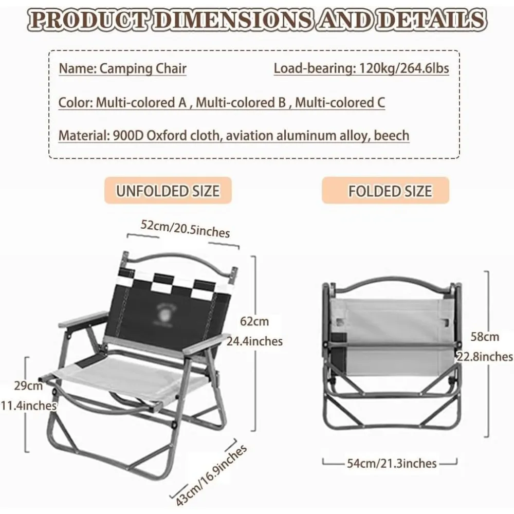 كرسي حديقة مبتكر قابل للطي مع طباعة فريدة من نوعها كرسي شاطئ خارجي مريح ومستقر، لا يتطلب تجميع، يدعم ما يصل إلى 1 #2