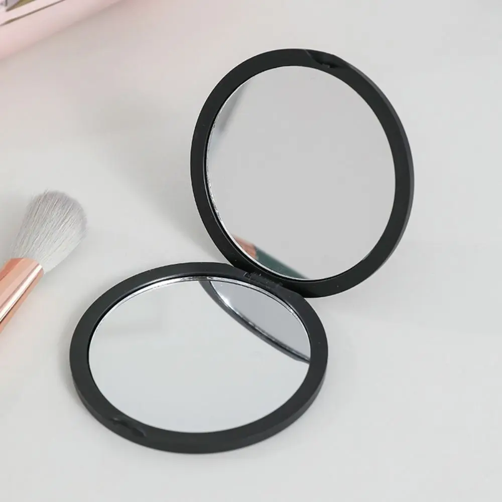 Simple Mini Hand-Held Mirror Portable Folding Make-Up Mirror Double-Sided Plastic Pocket Mirror Student