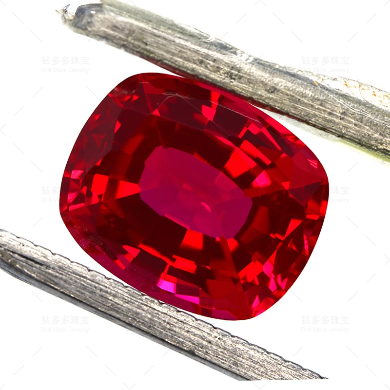 Fine Gemstone Lab Nurturing Ruby Cushion Cut Synthetic Gemstone Bare Stone Can Be DIY Can Be Customized With Certificate