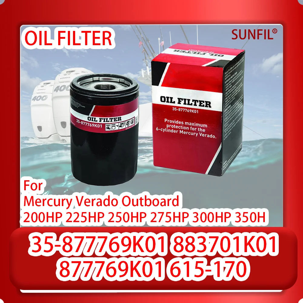 

35-877769K01 883701K01 877769K01 615-170 OIL FILTER FOR Mercury Verado Outboard 200HP 225HP 250HP 275HP 300HP 350H