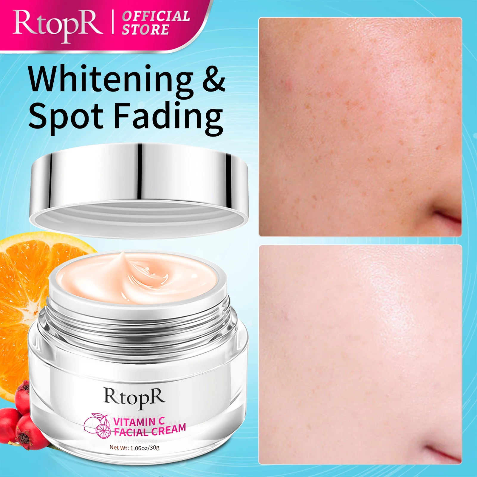 

Whitening Face Cream Lightens Fine Lines Moisturizing Anti-aging Anti-wrinkle Nourish Face Care Blemish Cream Vitamin C Extract