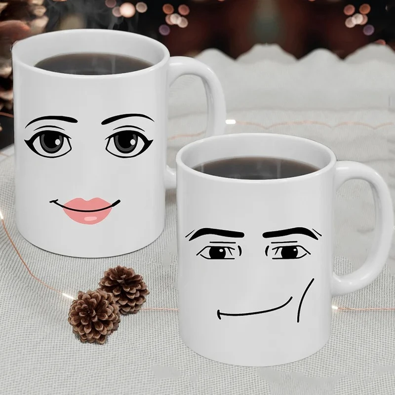 Funny Men or Woman Faces Coffee Mug Cute Gamer Birthday Gift Back To School Ceramics Cup