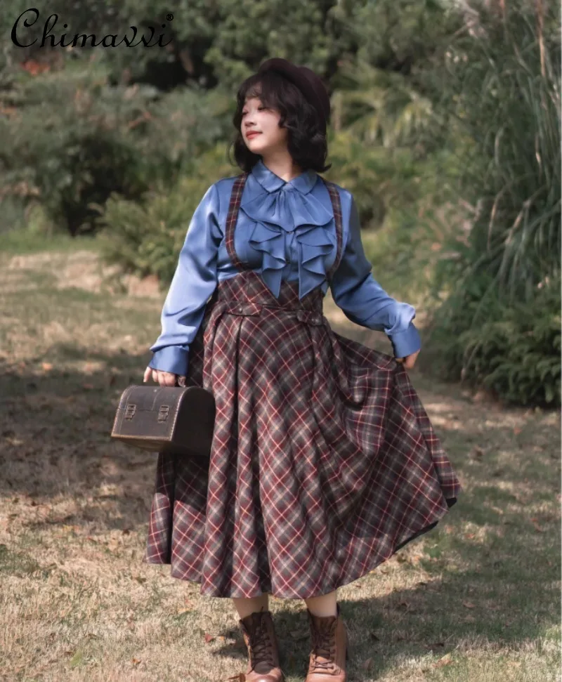 

2026 Spring and Autumn New Original Retro Palace Style Satin Blouse Fashion Long Sleeve Loose Elegant Lolita Shirt Women Tops