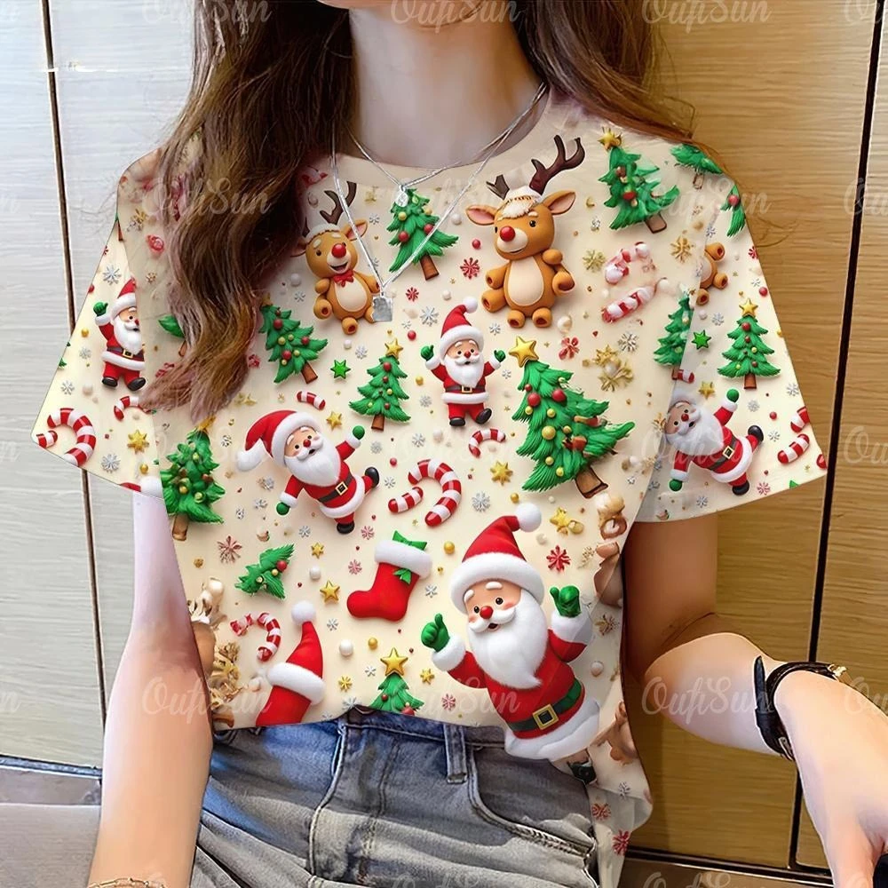 

Christmas T-Shirt - Unisex Sublimation Print Santa & Tree Design