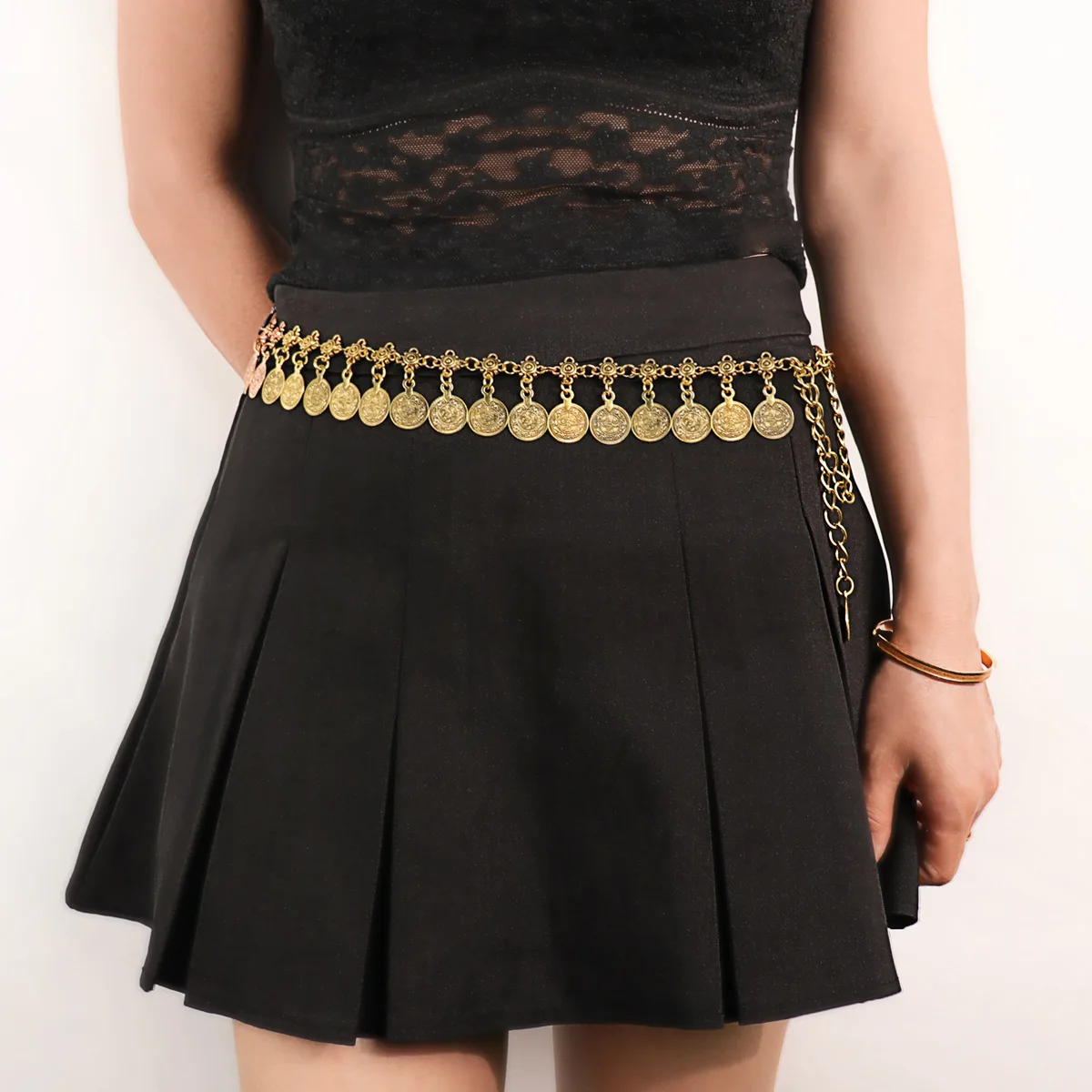Cross border Retro Disc Tassel Coin Waist Chain Women Fashion Decorative Belt for Dress Vintage Ethnic Style