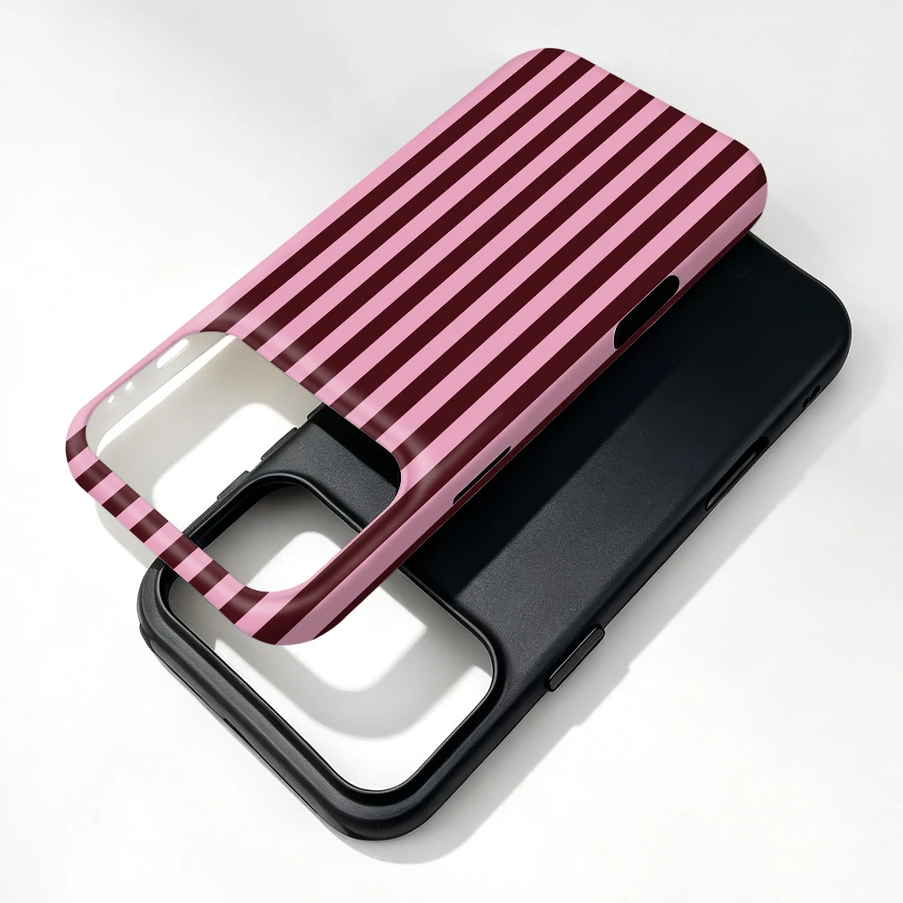 Striped Magnetic Case For iPhone 17 16 15 14 13 12 11 Pro Max Air 16e 7 8 Plus XS Max X XR 2 IN 1 Film Phone Holder Stand Case view 6