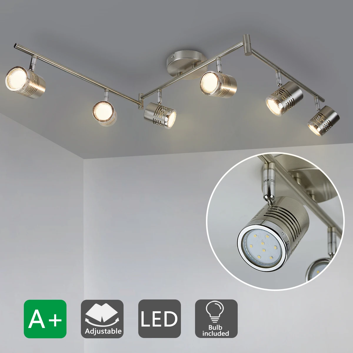 Depuley LED Ceiling Track Light Kits Flush Mounted Ceiling SpotLight GU10 Bulbs(Included) for Kitchen, Dining Room