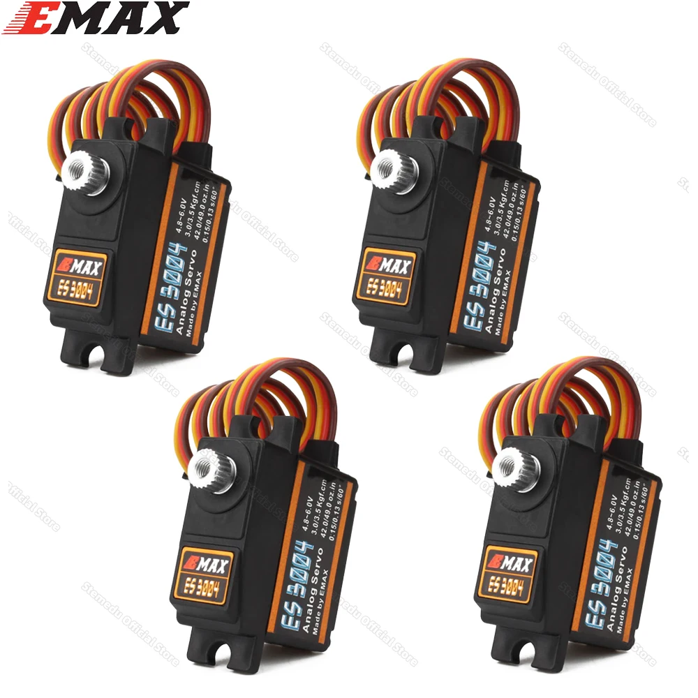 

EMAX ES3004 20 г 3,5 кг 4,8 В - 6,0 В 0,13 сек 23T Аналоговый сервопривод с металлической шестерней для модели радиоуправляемого самолета ES3104 обновление микромоторных сервоприводов