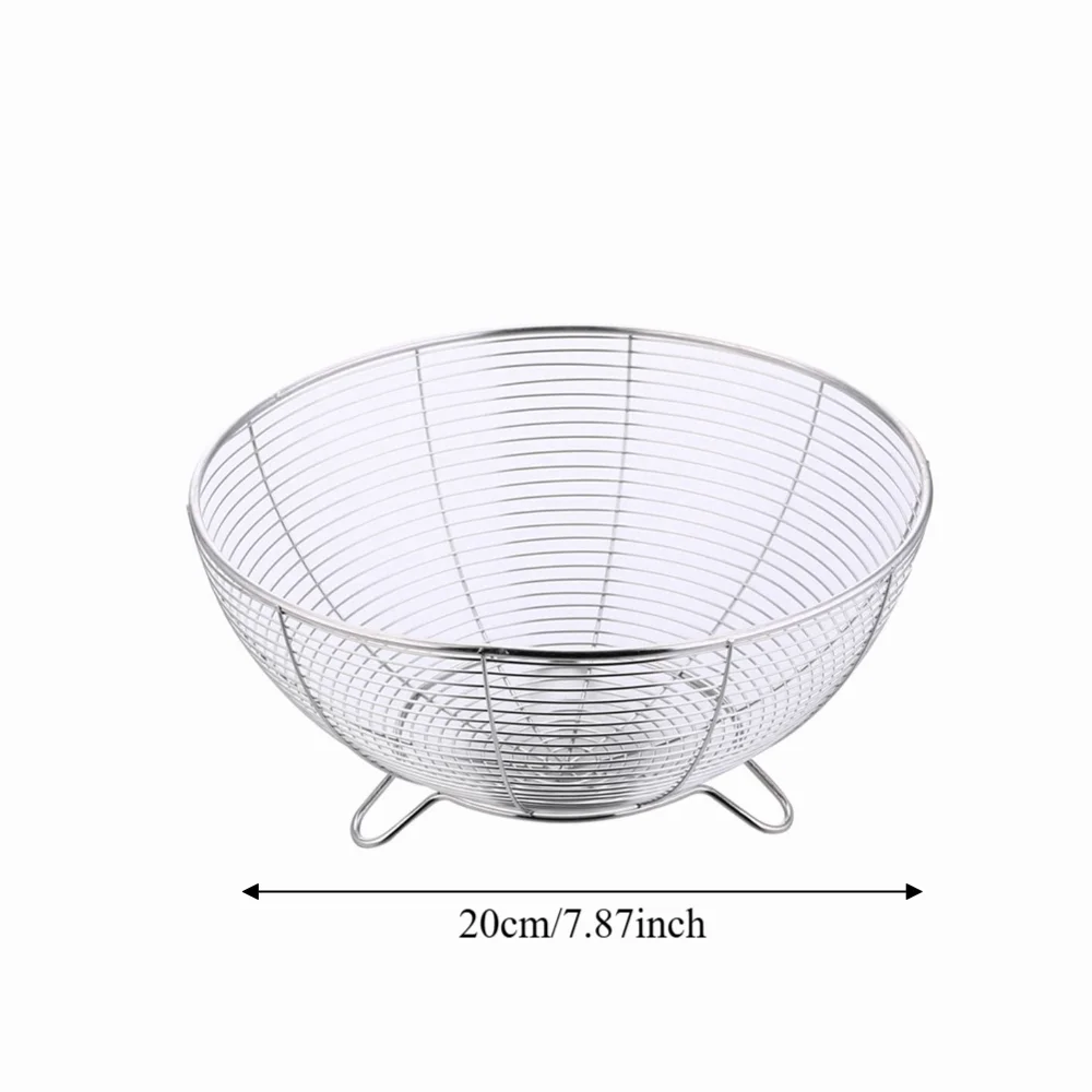 Breathable Stainless Steel Fruit Basket Tripod Drainable Drain Basket Round Household Vegetable Basket Food Storage
