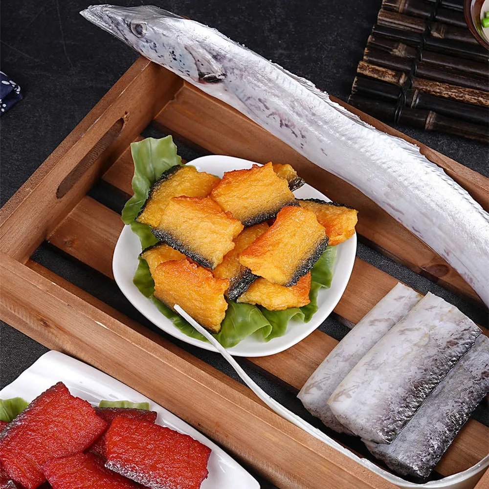 5 Pcs/Lot artificial fake simulation food props hotel restaurant decor ribbonfish hairtail fish fillet slices Cubes model